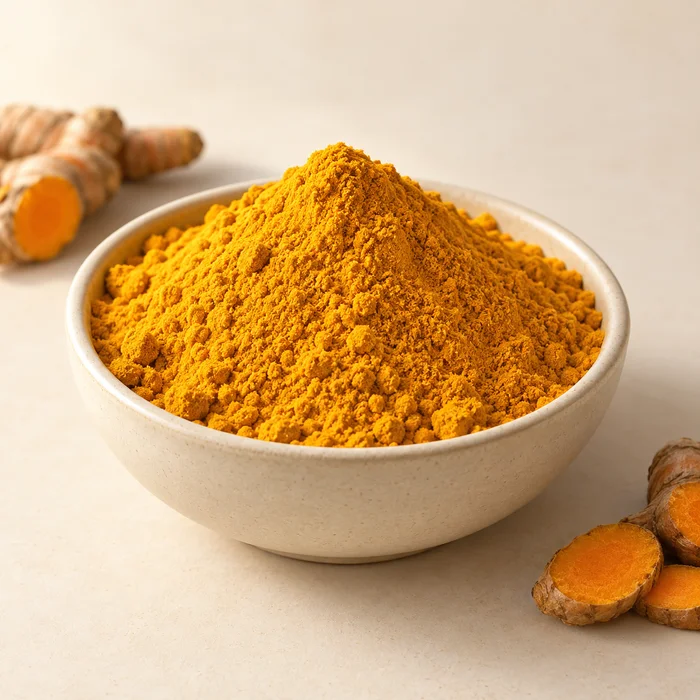 Turmeric powder representing spices and seeds